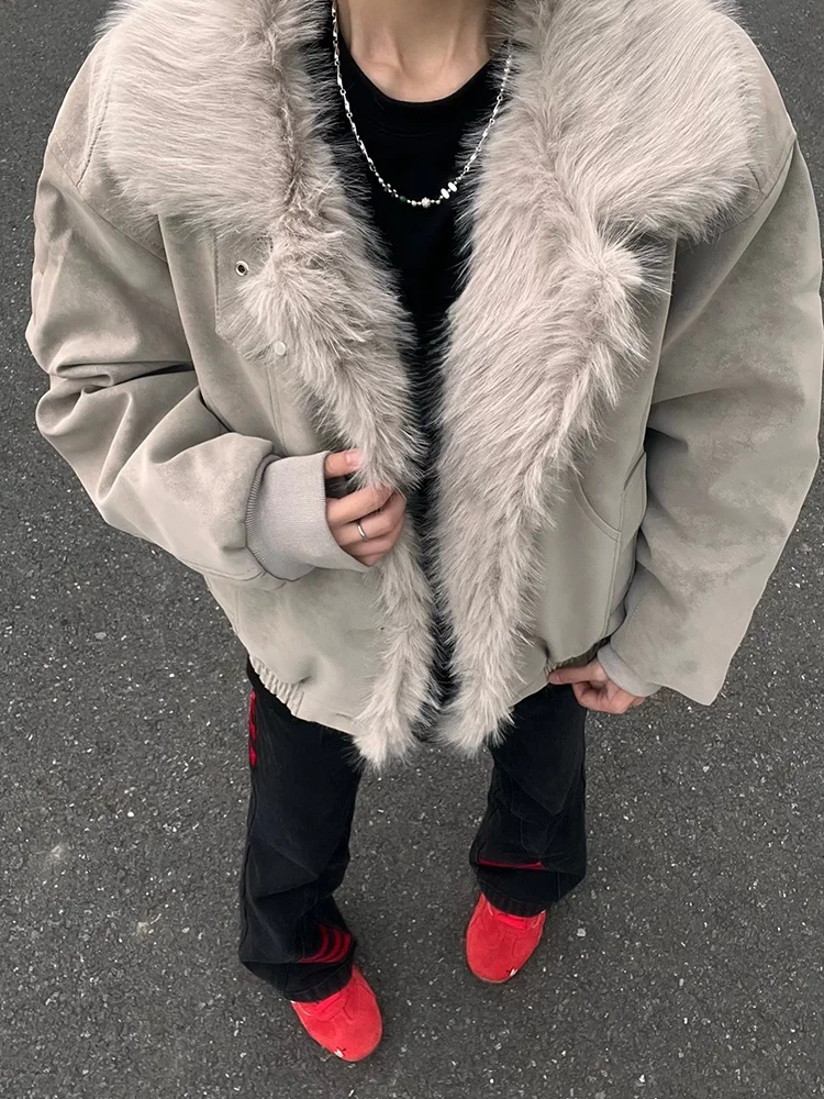 

Американская рабочая одежда, мужская зимняя куртка из искусственной кожи, высококачественная летная куртка с меховым воротником и клапаном, хлопковая одежда