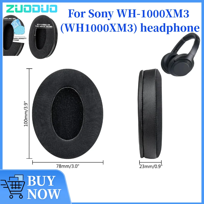

ZUODUO Cooling Gel Football mesh memory sponge Ear Pads for Sony WH-1000XM3 (WH1000XM3) Headphones replacement earmuff cushions