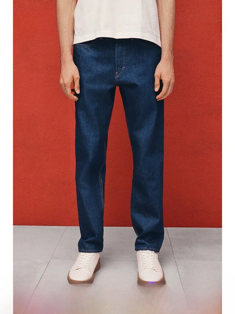 

Удобные хлопковые джинсы из денима для мужчин, весенняя модная коллекция, свободный крой, ретро-стиль, длинные брюки H&M, молодежный тренд, средняя посадка, базовый стиль