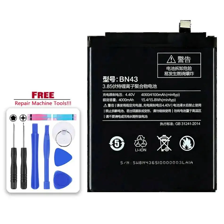 Batería para Xiaomi Redmi Note 2 3 4 4X 5 5A 6 7 Pro modelo BM42 BM45 BM46 BN31 BN41 BN43 BN45 BN48 BN4A