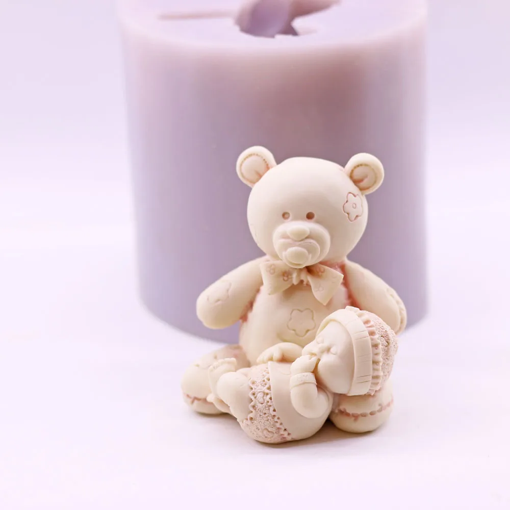 3D Bear Baby&Absorption Finger Baby Silicone Mould Birthday Party Chocolate Cake Decor Candy Sugarcraft Mold DIY Candle Soap