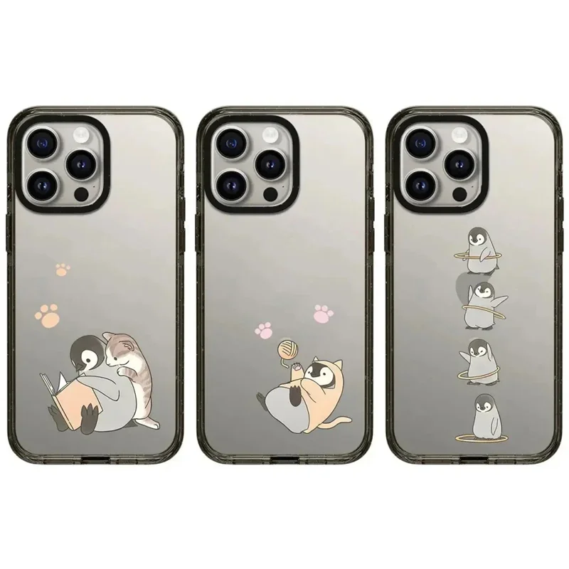 

2.5 Acrylic Cute Penguin iPhone 12 13 15 14 16 Pro Max Protective Case, Fits iPhone 16 Pro Max