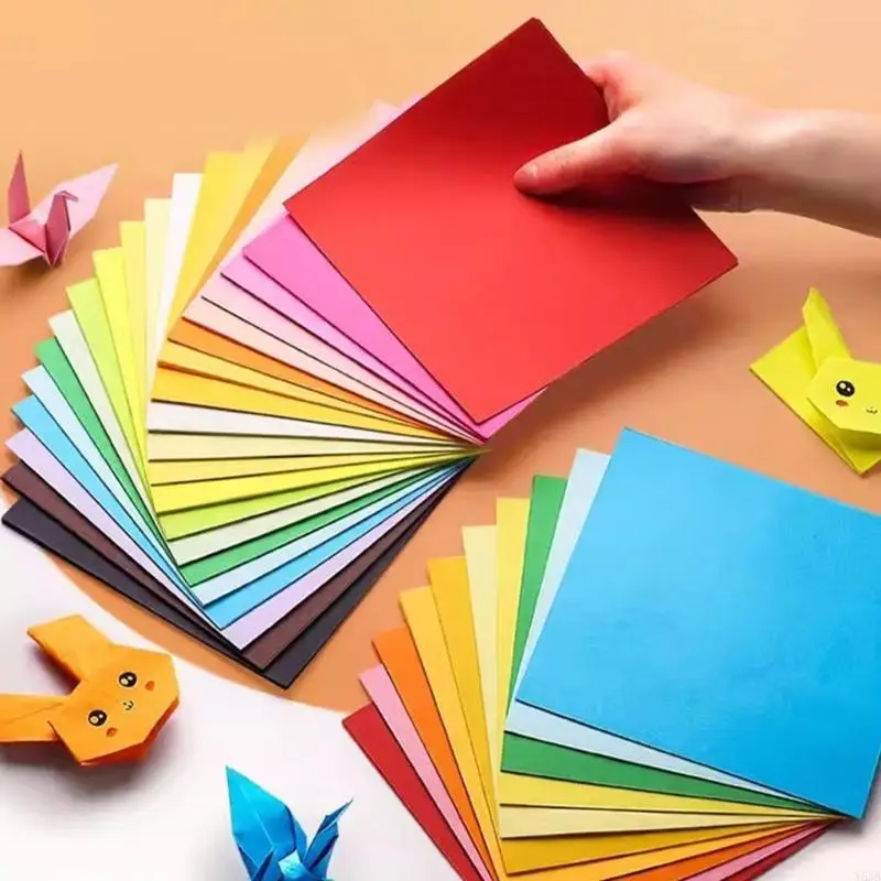 

Y5JB 100 Sheets Paper Double Sided Color Square Paper Easy Fold Paper Folding Paper Cranes Scrapbook Paper