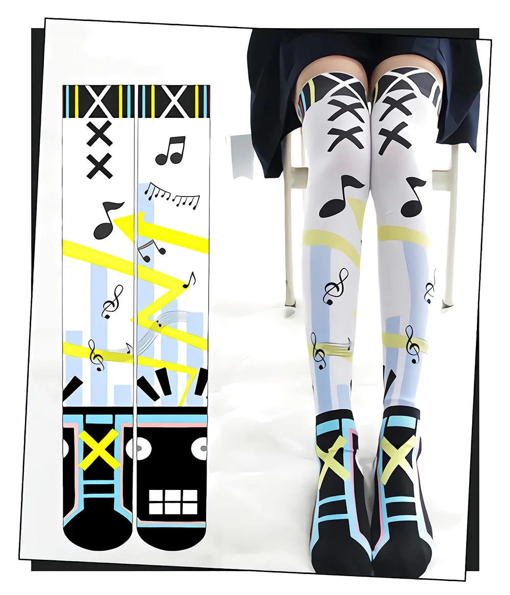 

Electronic Music Girl Over The Knee Stockings Halloween Dark Series Bat Striped Thigh Socks Cartoon Two-Dimensional JK Stockings