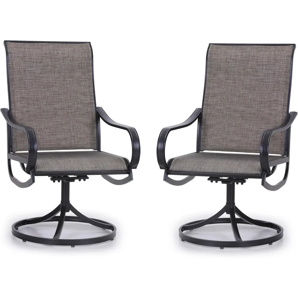 

Patio Swivel Dining Chairs Set of 2 Outdoor Metal Frame Textilene Mesh Fabric Armrest for Garden Deck