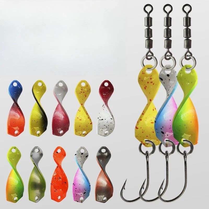 

10pcs 2.5g-5g Spiral Glitter Twisted Metal Trout Fishing Spoon Lures Jigging Baits Artificial Spinner Hard Baits for Trout Bass