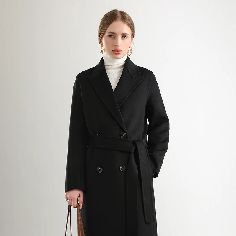2025 Women\'s 100% Cashmere Thick Double sided Long Jacket Classic Multi functional Fashion Suitable for Business