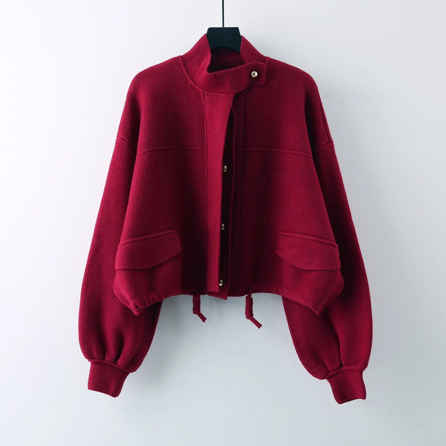 Greenora 2026 Winter Cropped Knit Sweater Jacket Women Korean Chic Thick Loose Pullover Coat Elegant Casual Fashion Outerwear