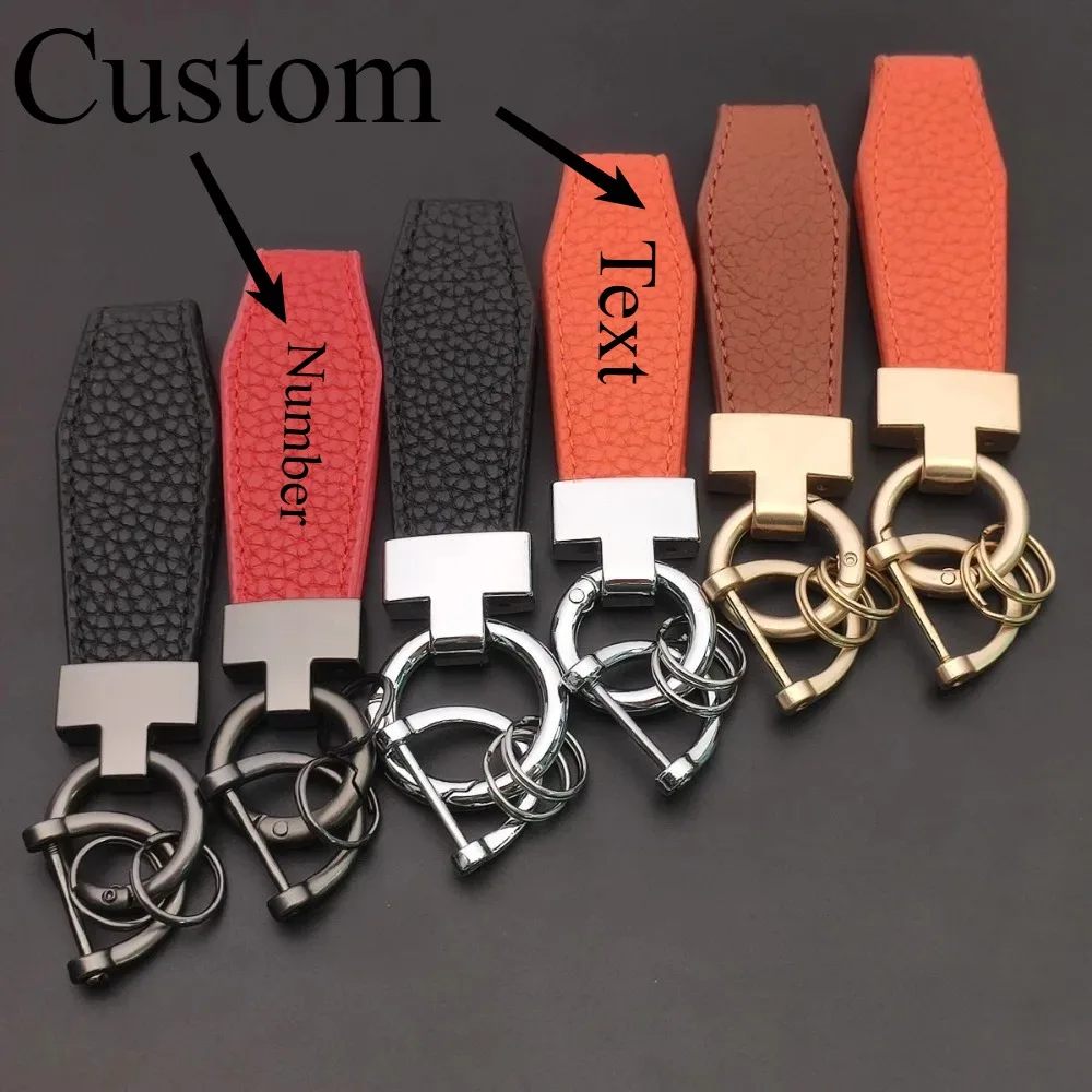 

Custom Luxury T Buckle Key Chain for Men Women Personalize Gift Exquisite Leather Car Accessory Keychain Ring Travel Backpack