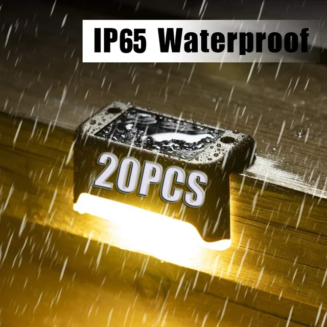 Ciepła biała lampa LED na energię słoneczną Ścieżka Schody Zewnętrzne oświetlenie ogrodowe Wodoodporna dekoracja świetlna balkonowego do oświetlenia ogrodzenia schodowego Patio