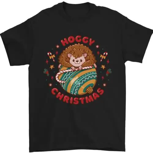 Funny Hoggy Christmas Hedgehog Mens T-Shirt 100% Cotton