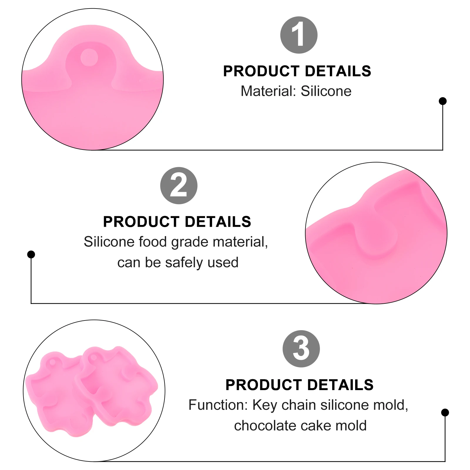 

2Pcs Silicone Key Chain Cake Molds Creative Baking DIY Safe Nonstick Premium Material Easy Demold Colorful Cake Mold