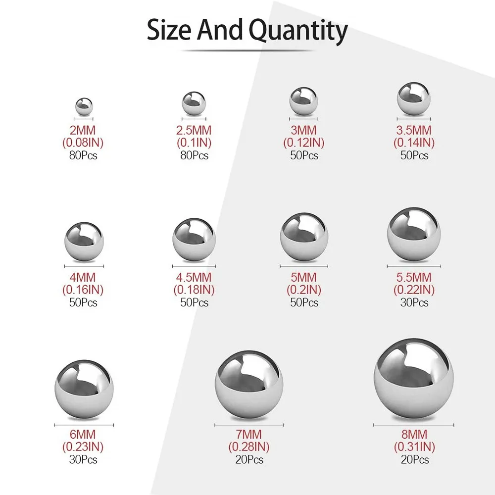 High Quality New Practical Steel Ball 2mm-8mm Assortment Balls Bearing Precision Stainless Steel 304 Steel Ball