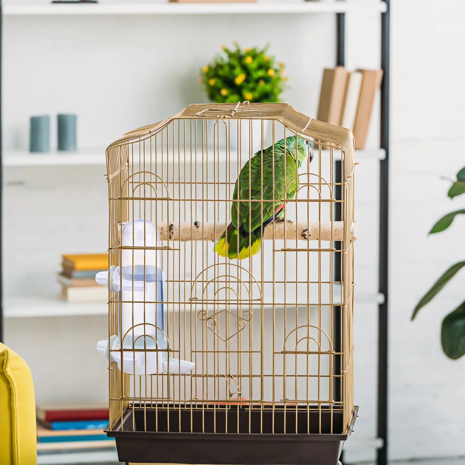 

2Pcs Parrot Feeder Automatic Bird Cage Dispenser Large Capacity Easy Observe Bird Feeder for Cage Birds Feeding Tool