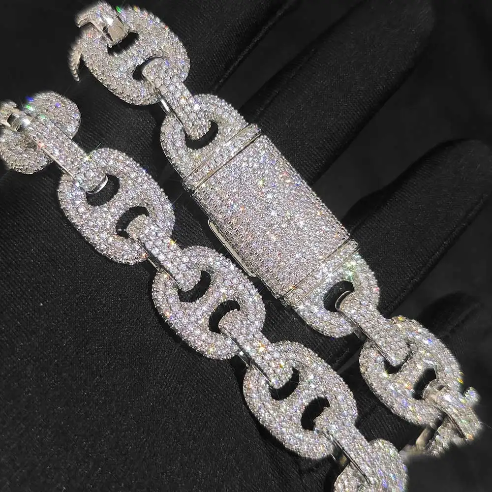 

ESKEEM 16MM CZ Miami Cuban Link Chain Bling Iced Out Hip Hop Rapper The Pig Nose Cuban Link Necklace Bracelet Wholesale
