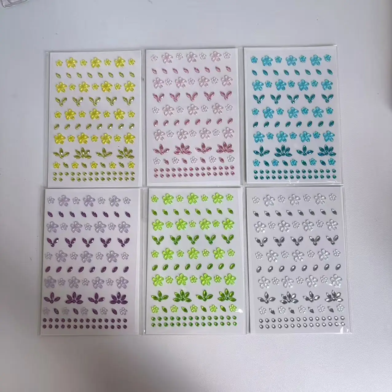 6 Six-Color Grass Stickers Diamond Decoration Children's Face Stickers Stage Dance Dress Stickers Grass Gilded Flower Glitter Po