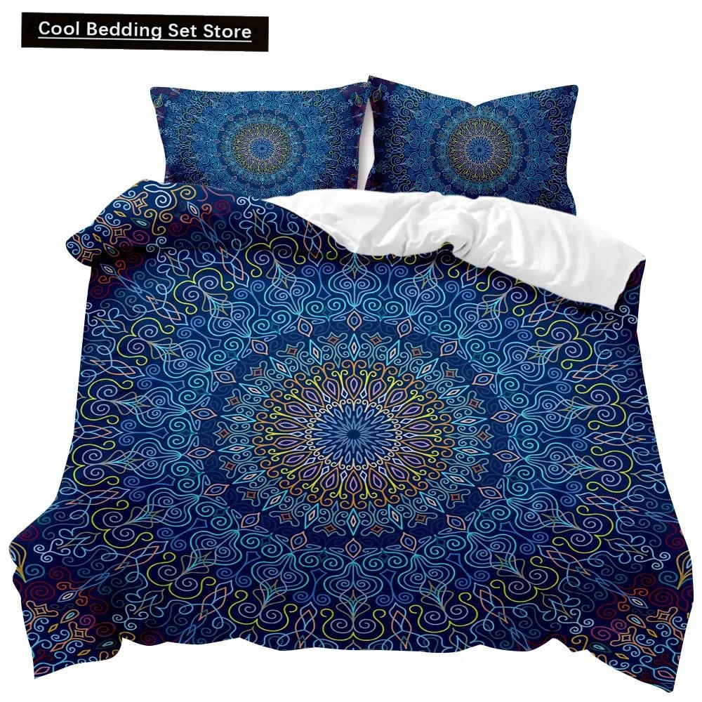 Bohemian Mandala Duvet Cover Queen Size Tie Dye Spiral Duvet Cover Hippie Boho Bedding Set Exotic Floral Polyester Qulit Cover