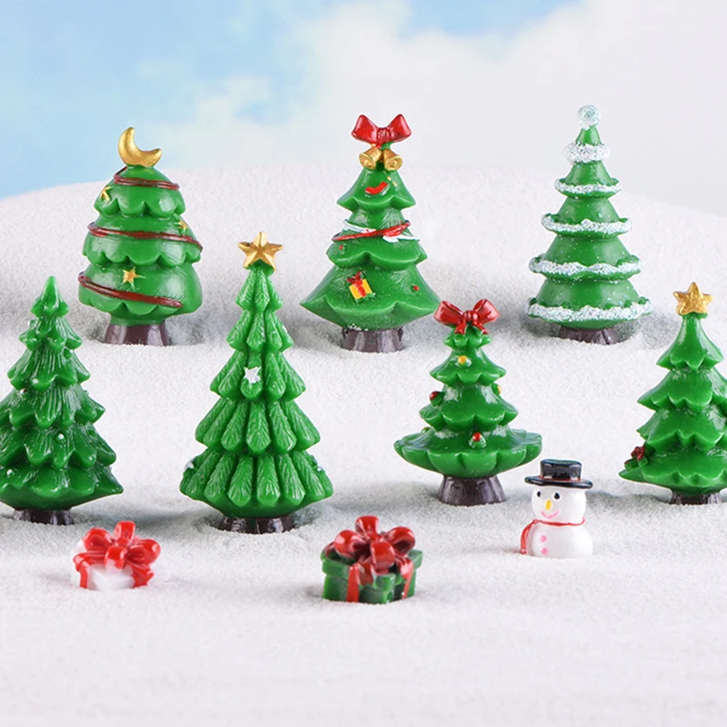 Cute Miniature Christmas Tree Santa Claus Snowmen Terrarium Ornament Gift Fairy Garden Figures Home Table Decor Micro Landscape