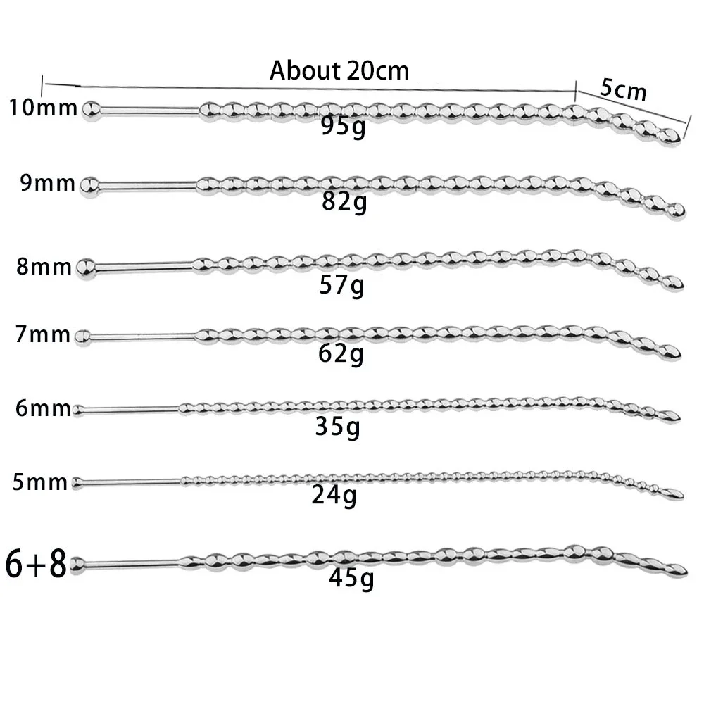 6-10mm metalowa wtyczka do penisa stymulacja oka konia koraliki ze stali nierdzewnej masaż cewki moczowej Dilator różdżka zabawki erotyczne dla mężczyzn masturbacja