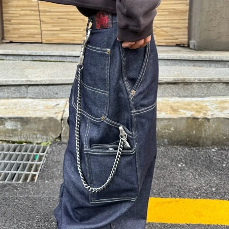 HKSH Primavera Autunno Nuovi Uomini Marea High Street Safari Style Jeans Moda Chic Patchwork Pantaloni in denim Silhouette Originale Ins HK5614