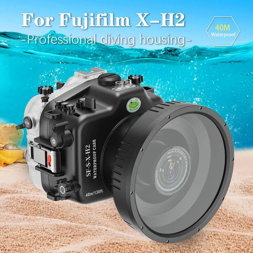 SeaFrogs SF-S-X-H2 Underwater Housing with WA005F PL1545 Flat Port 40M/130FT Diving Waterproof Case for Fujifilm X-H2 XH2