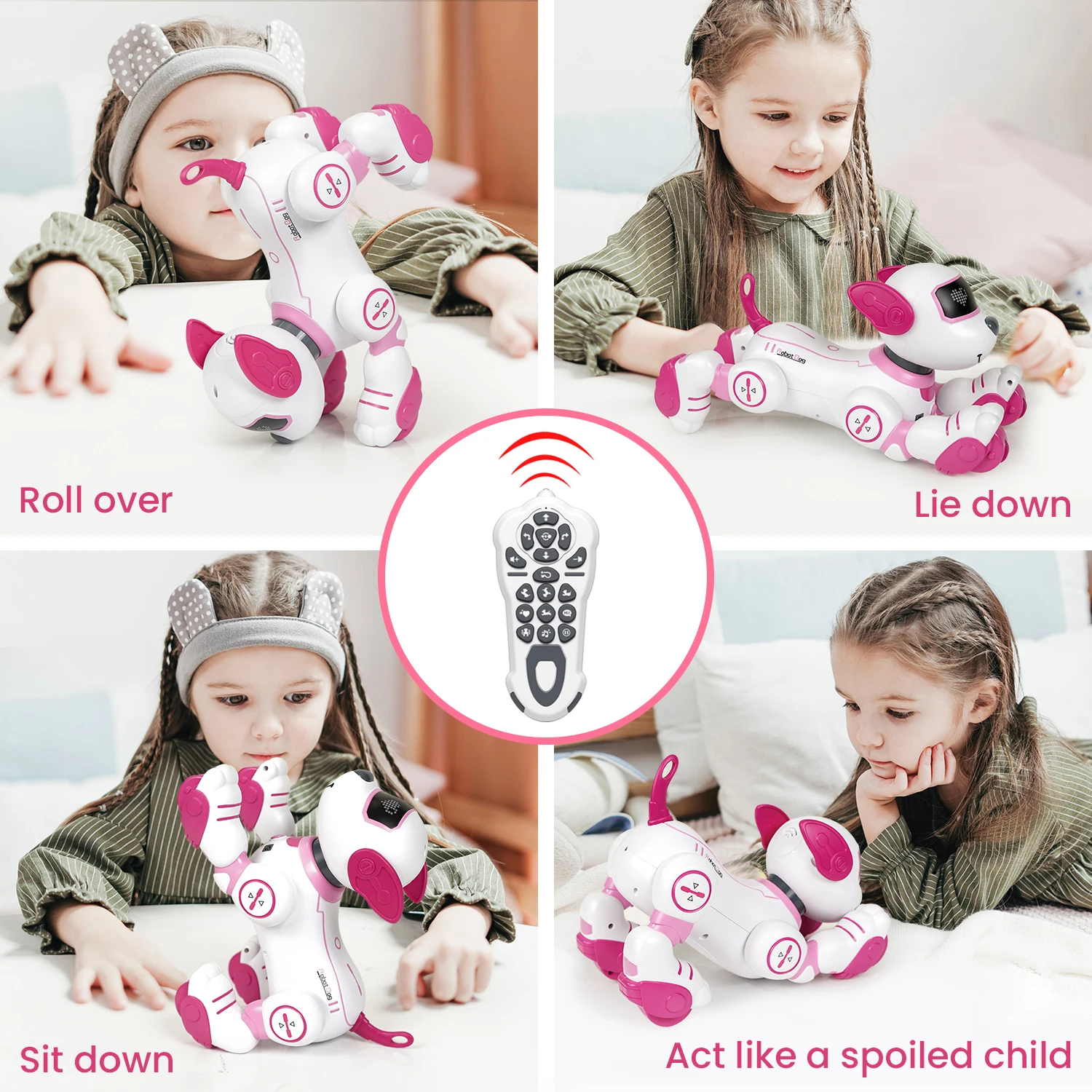 RC Robot Dog Intelligent Stunt Robots Children's Toys Remote Control Music Touch Dance Singing Follow Walking Pet Toys For Kids