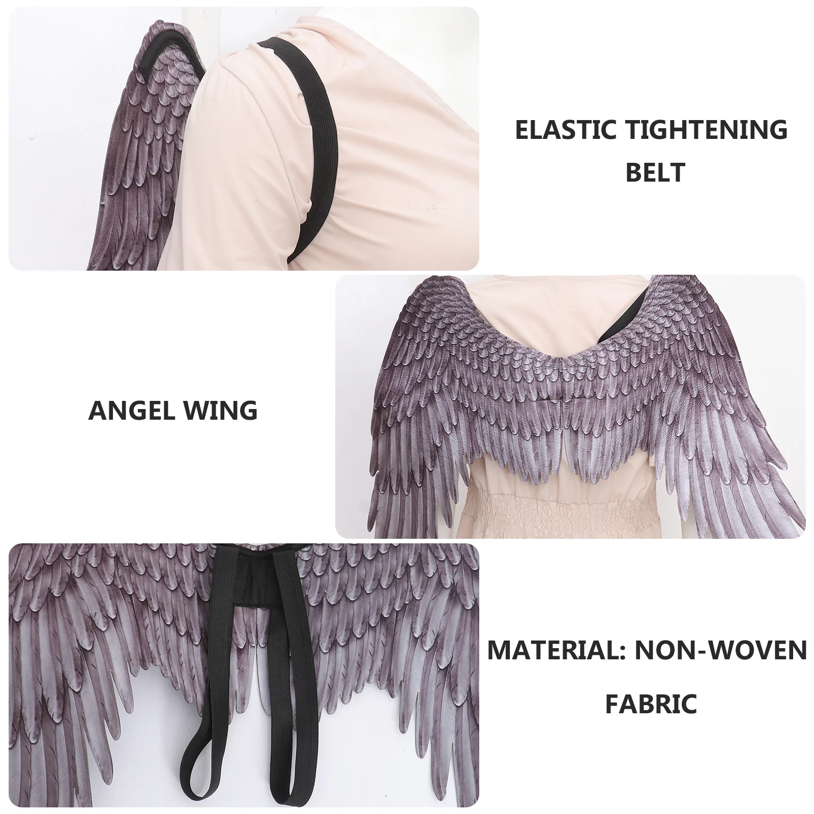 

Kids Performance Wings Halloween Angel Wing Black Cosplay Costume Fine Workmanship Precise Cutting Masquerade Mardi Gras