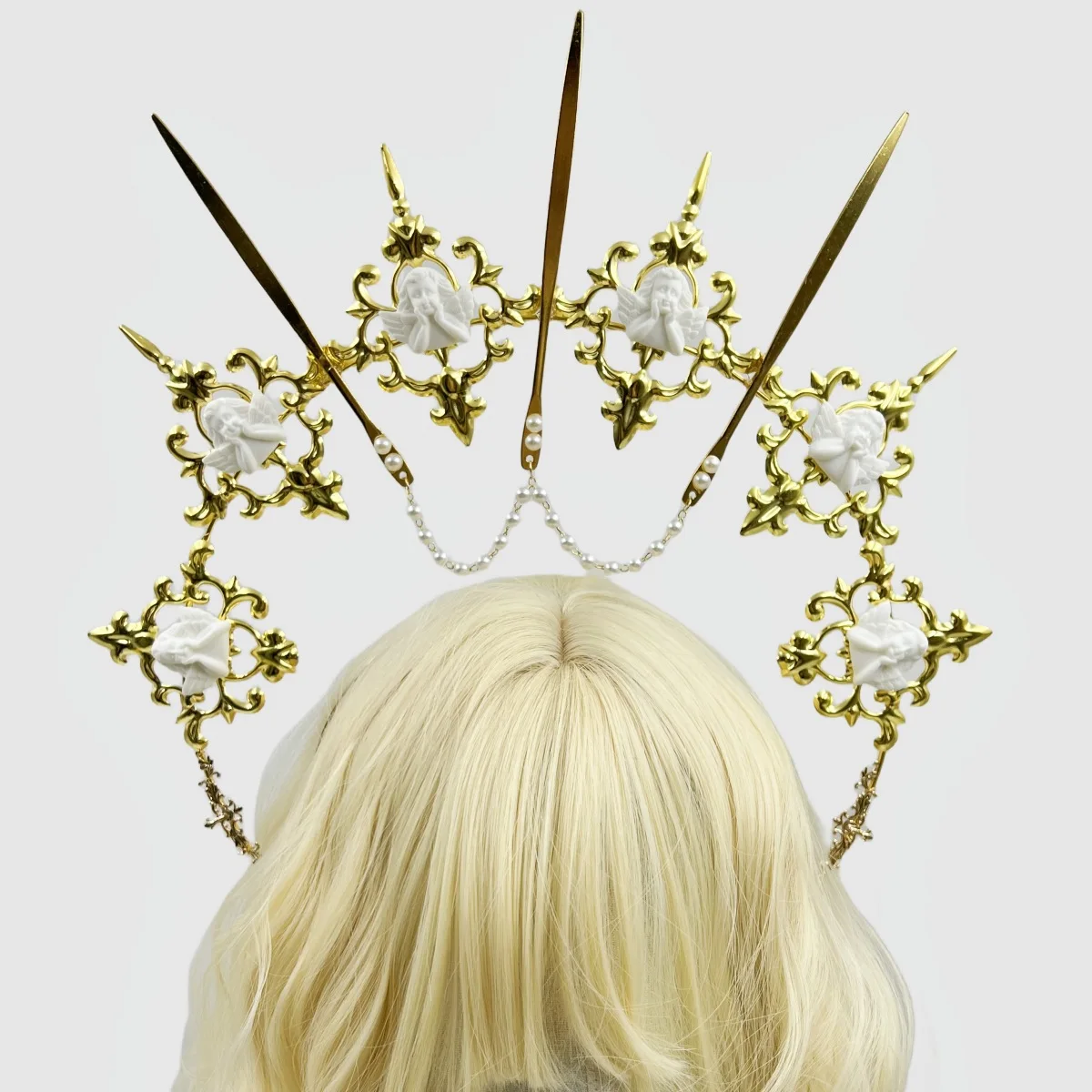 

Lolita Gold Plated Flowers Halo Crown Angel Headdress
