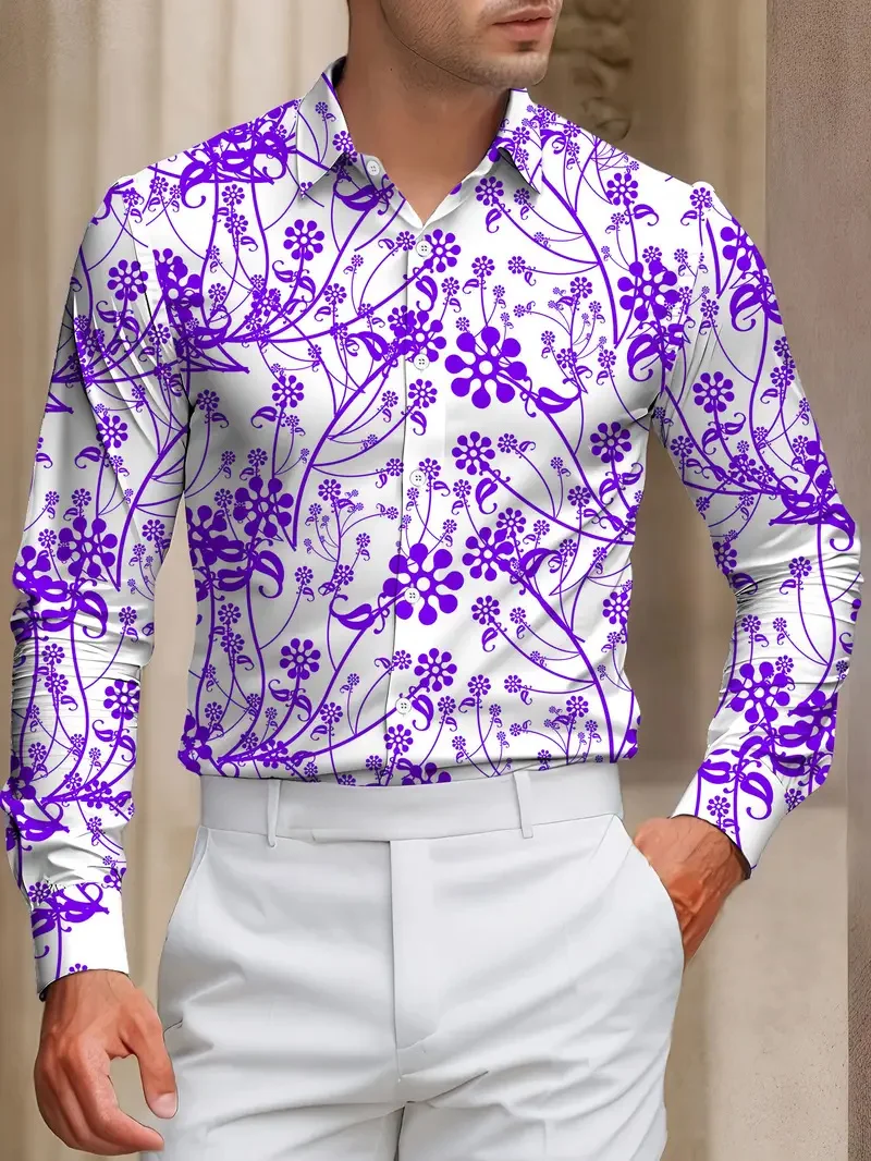 Men's Casual Shirt 3D Colorful Art 3D Lion Print Long Sleeve Shirt Fashion Shirt Street Clothing Top
