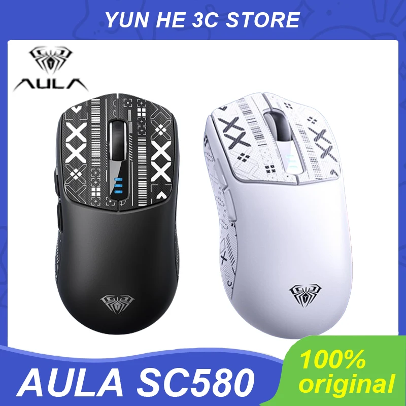 AULA SC580 Wireless Gaming Mouse Tri-mode Rechargeable Ergonomic Bluetooth Mouse 10000 DPI Bluetooth Mice for Office Gaming PC