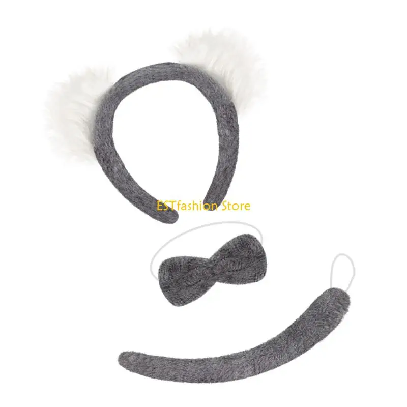 Accesorios vestuario y5gc koala orejas koala diadema Tail corbata cosplay disfraces Halloween