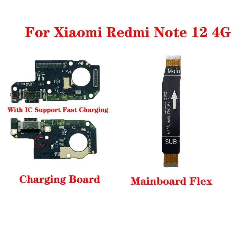 

Для Redmi Note 12 4G USB-док-станция для зарядки, микрофонный датчик, быстрое зарядное устройство, хвостовая вилка, плата для подключения материнской платы, гибкий кабель FPC