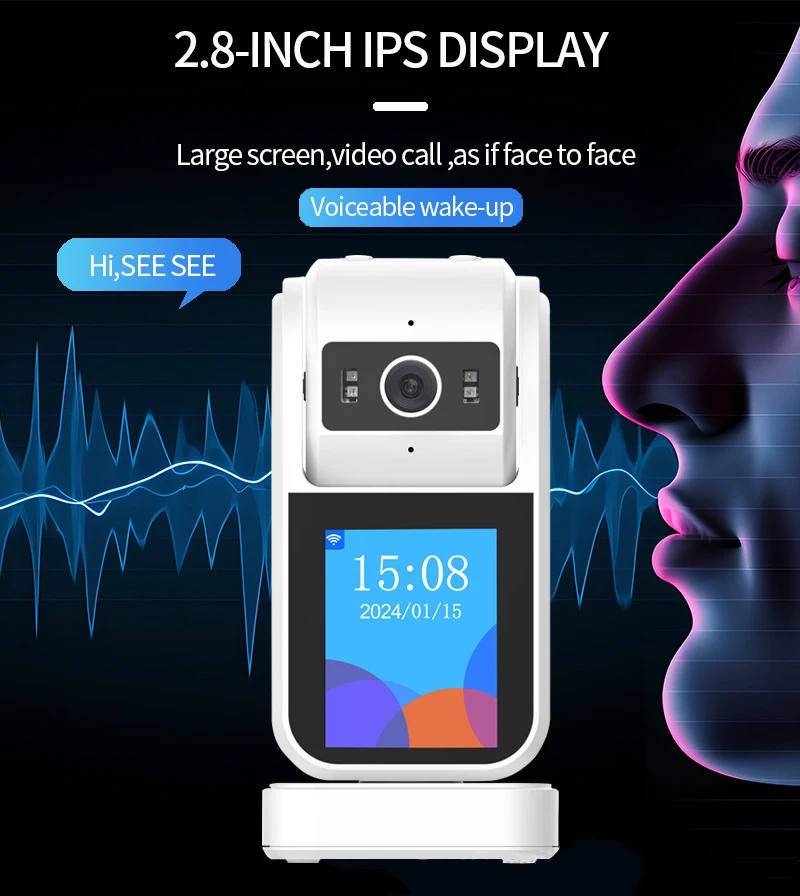 2,8-дюймовый IPS-дисплей, видеоняня 355 °   PTZ-камера 3-мегапиксельная двусторонняя аудиокамера ночного видения для защиты безопасности, камера видеонаблюдения