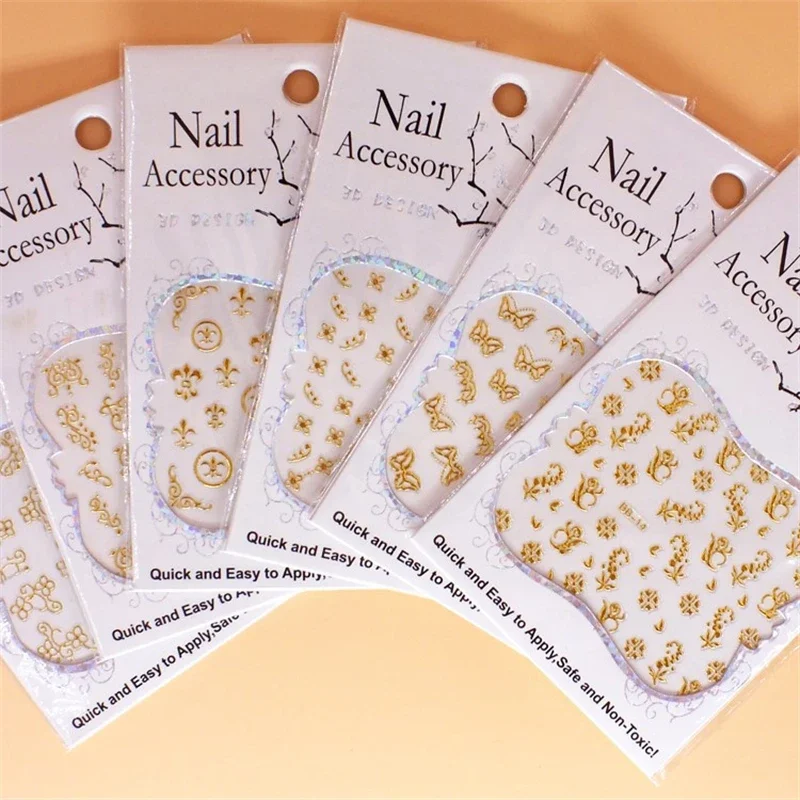 Waterproof and Durable Nail Stickers 3D Animal and Plant Decals Ink Nail Stickers Butterfly Star Pattern Nail Stickers