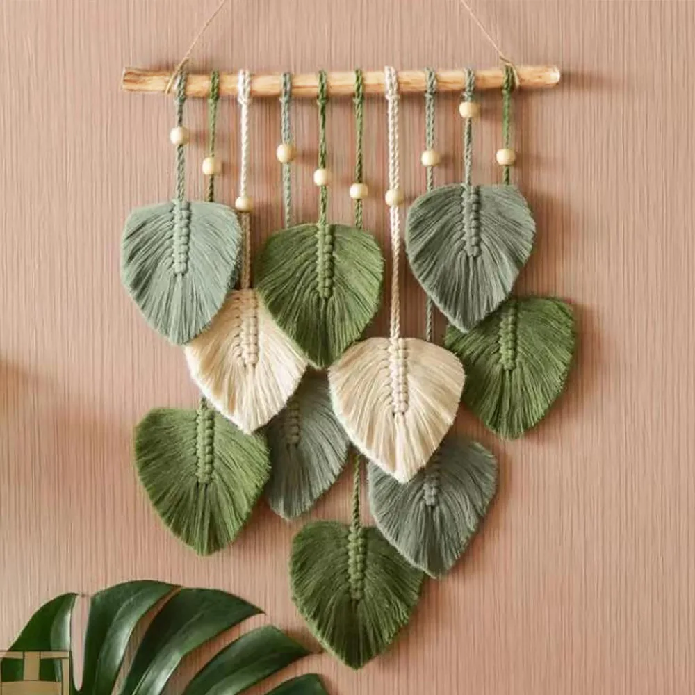 Leaves Woven Tapestry Wall Hanging, Literary Fresh Decoration, Room Wall Hanging, Home