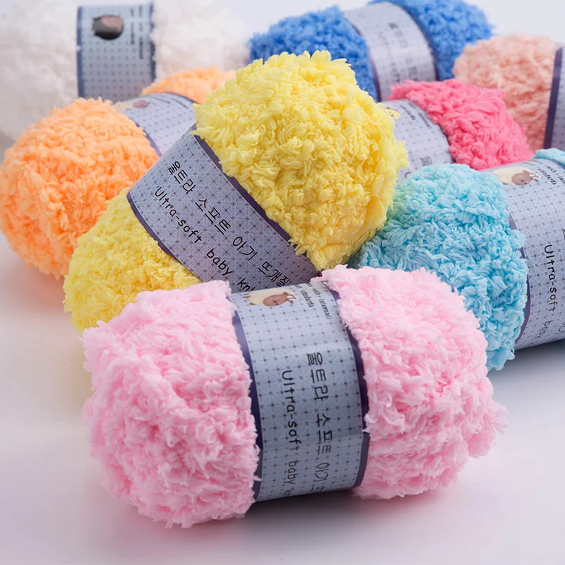 Baby Knitting Wool Yarn Thick Yarn Fiber Velvet Yarn Hand Knitting Wool Crochet Yarn for DIY Sweater Soft Smooth Yarn