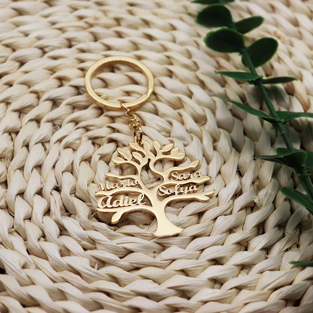 

Life Tree Family Name Customization Keychain Stainless Steel Material European and American Style Exquisite Gift