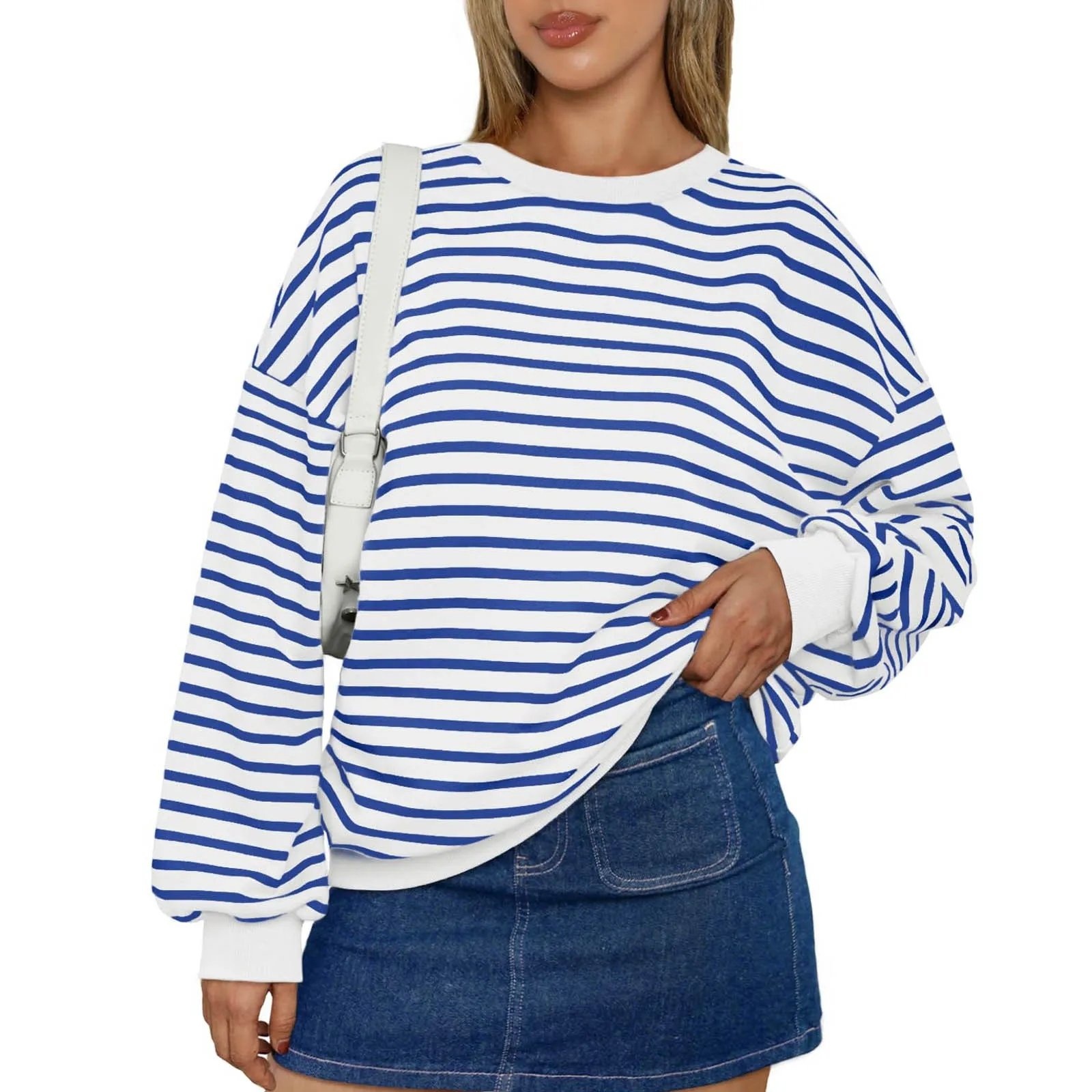 Korean Style Striped Sweatshirt Fashion Classical Oversize O-neck Loose Comfortable Casual Ins Trendy Pullover Tops For Ladies