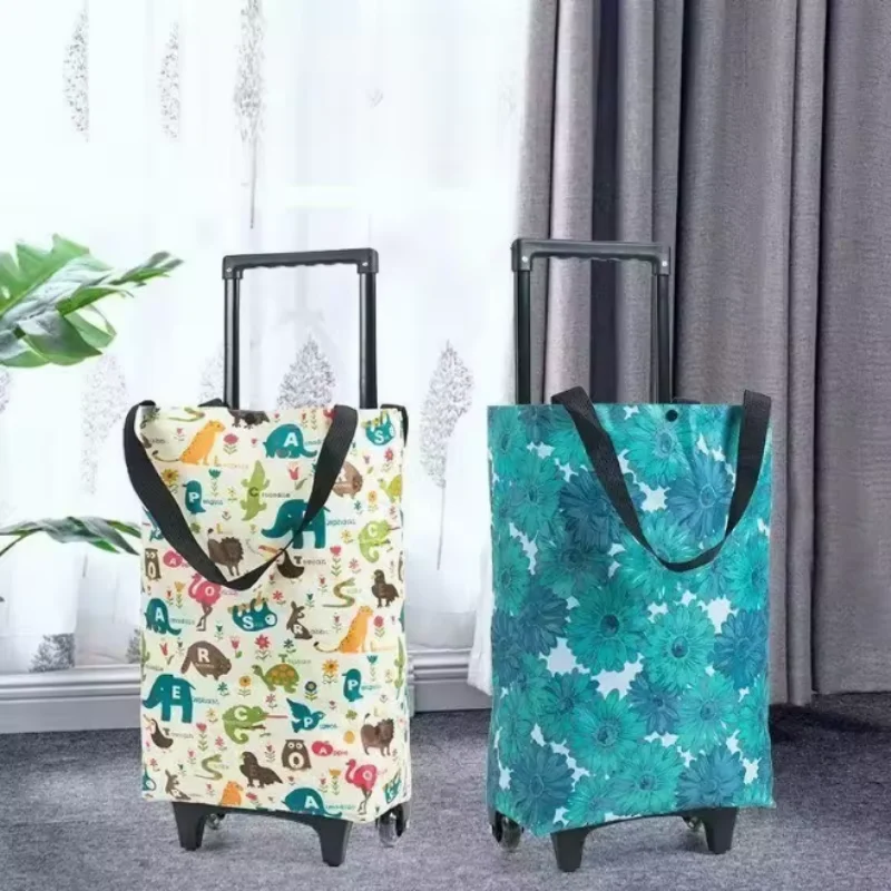 Carrito de compras plegable portátil, bolsa de entrega de equipaje familiar, remolque portátil, carrito de comestibles plegable para ancianos