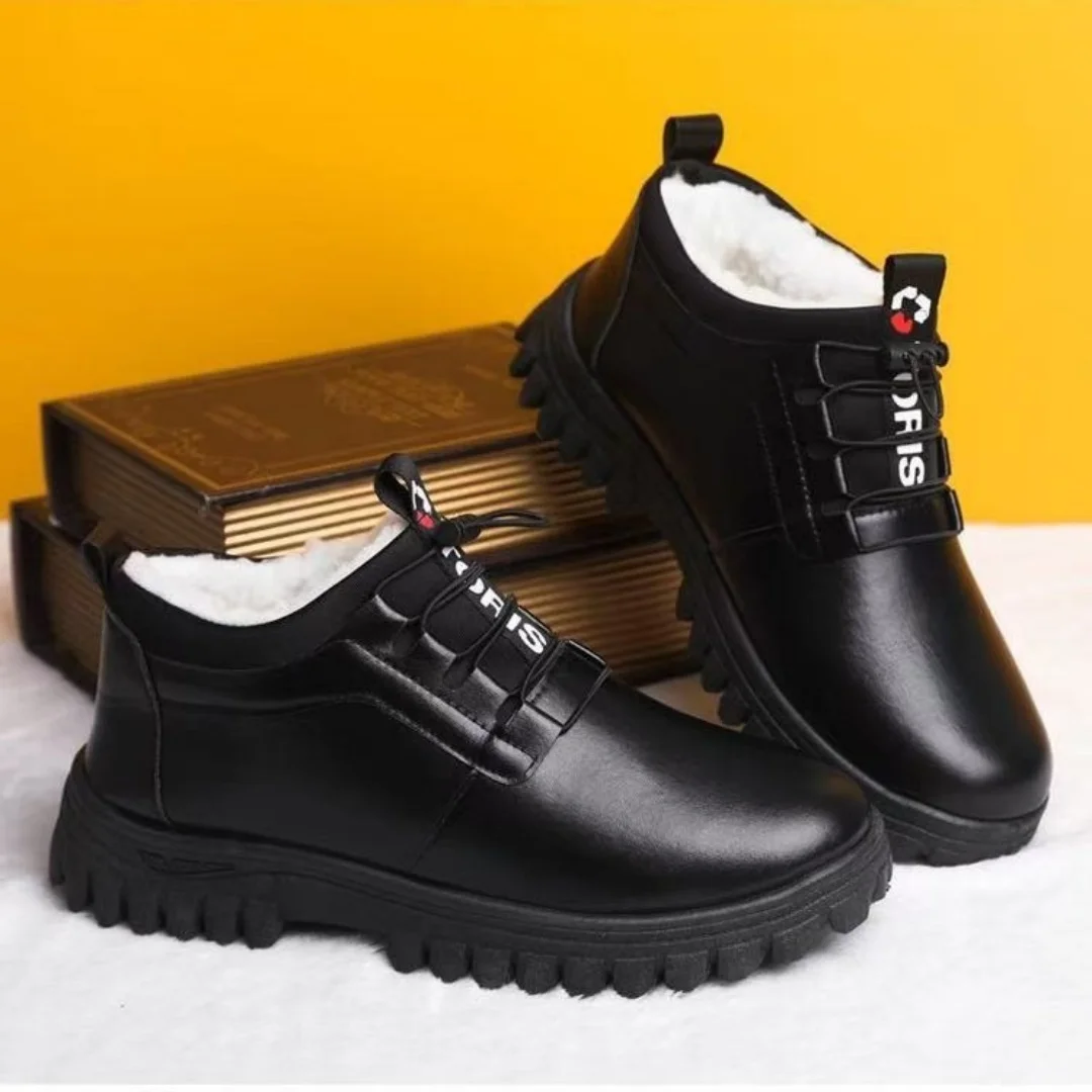 Men's cotton shoes with added fleece and thickening for warmth, casual outdoor comfort, sports and anti-slip snow boots
