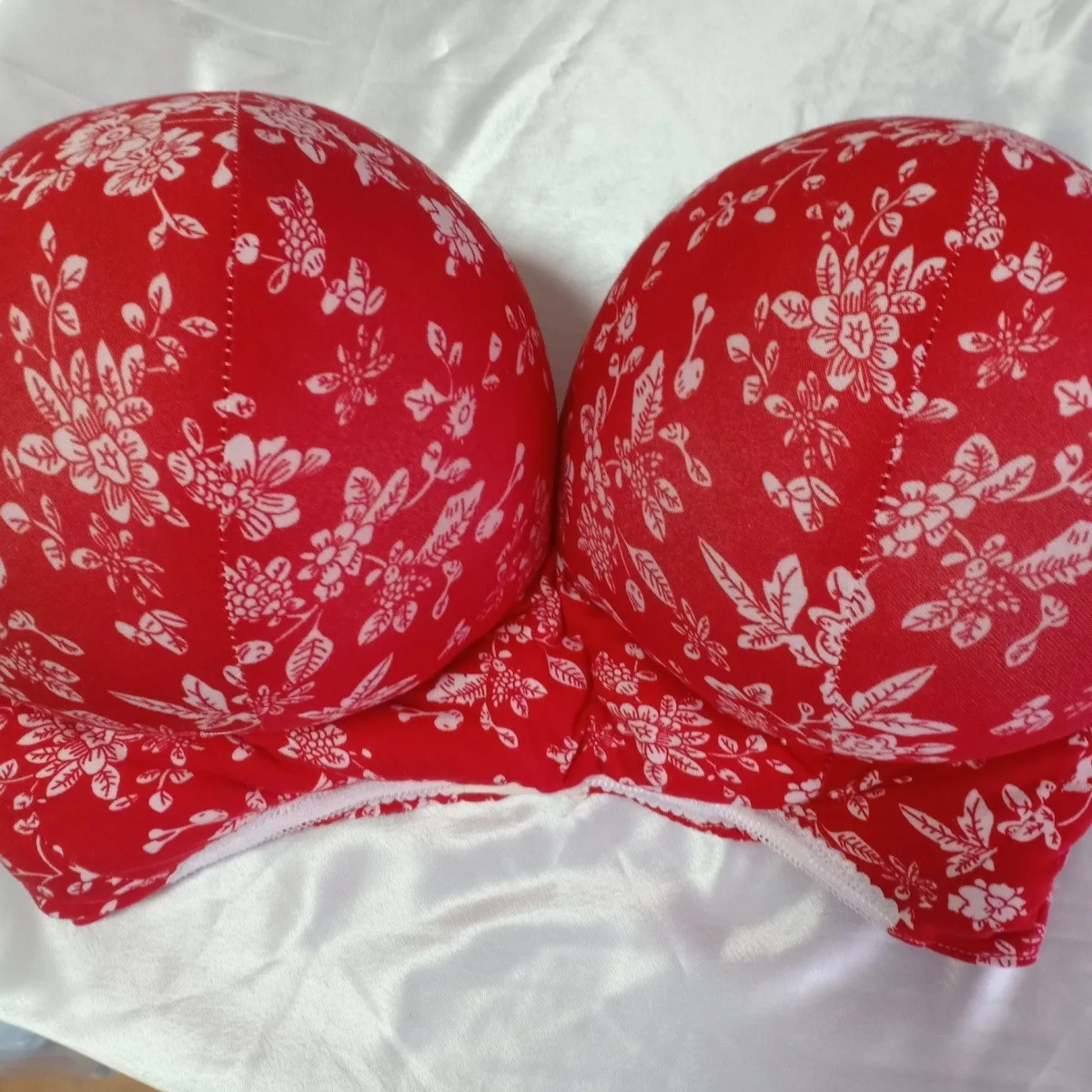 G Cup Fully Pad Handmade Red Cotton Blended Puffy Soft Cosplay Men’s Chest-Flattening Bra, Women’s Post-Breast Cancer Surgery