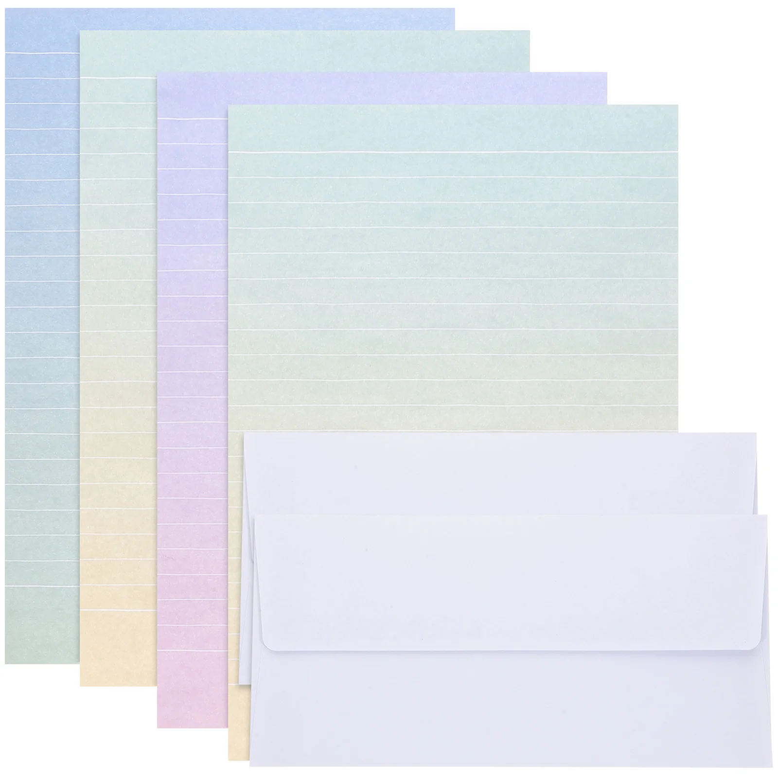 

4 Sets Creative Gradient Envelopes Letter Paper Lovely Writing Stationery Envelope Set for Party Festive (4 Letter Paper and 2