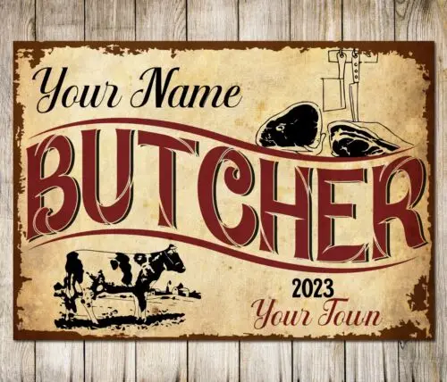 Personalised Custom Butcher Classic Sign Dining Room Wall Decor Metal Plaque