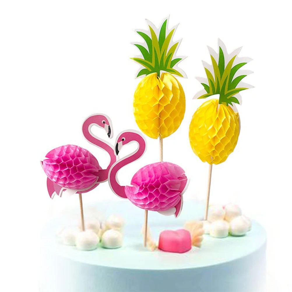 

20 PCS Wedding Decor Pineapple Cake Picks Decorate Party Cupcake Topper Flamingo