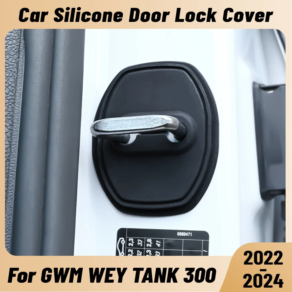 

For GWM TANK 300 2022-2024 Car Door Shock Absorber Door Lock Protector Silicone Auto Door Lock Latches Cover Accessories