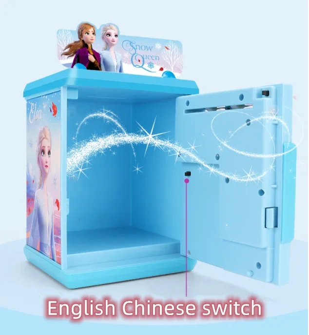 [Disney] Frozen Kids password fingerprint Multifunctional automatic roll money kids piggy bank play house toys for baby gift