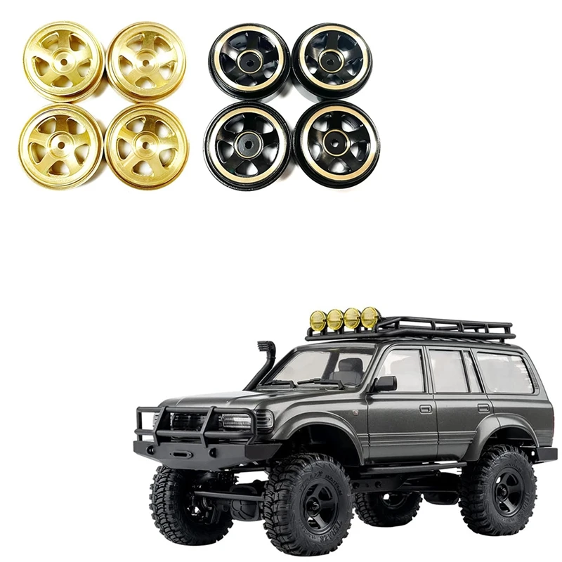 4PCS Brass Beadlock Wheel Rim Hub Counterweight For 1/18 Scale FMS Toyota Fj Cruiser Land Cruiser RC Car Upgrade Parts