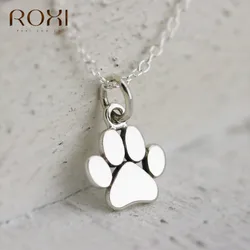 ROXI Niedliche Tierpfoten-Charm-Halskette, 925er Sterlingsilber, Hund, Katze, Pfote, Anhänger, Halskette, Damen, Schmuck, Accessoires, Party-Geschenk