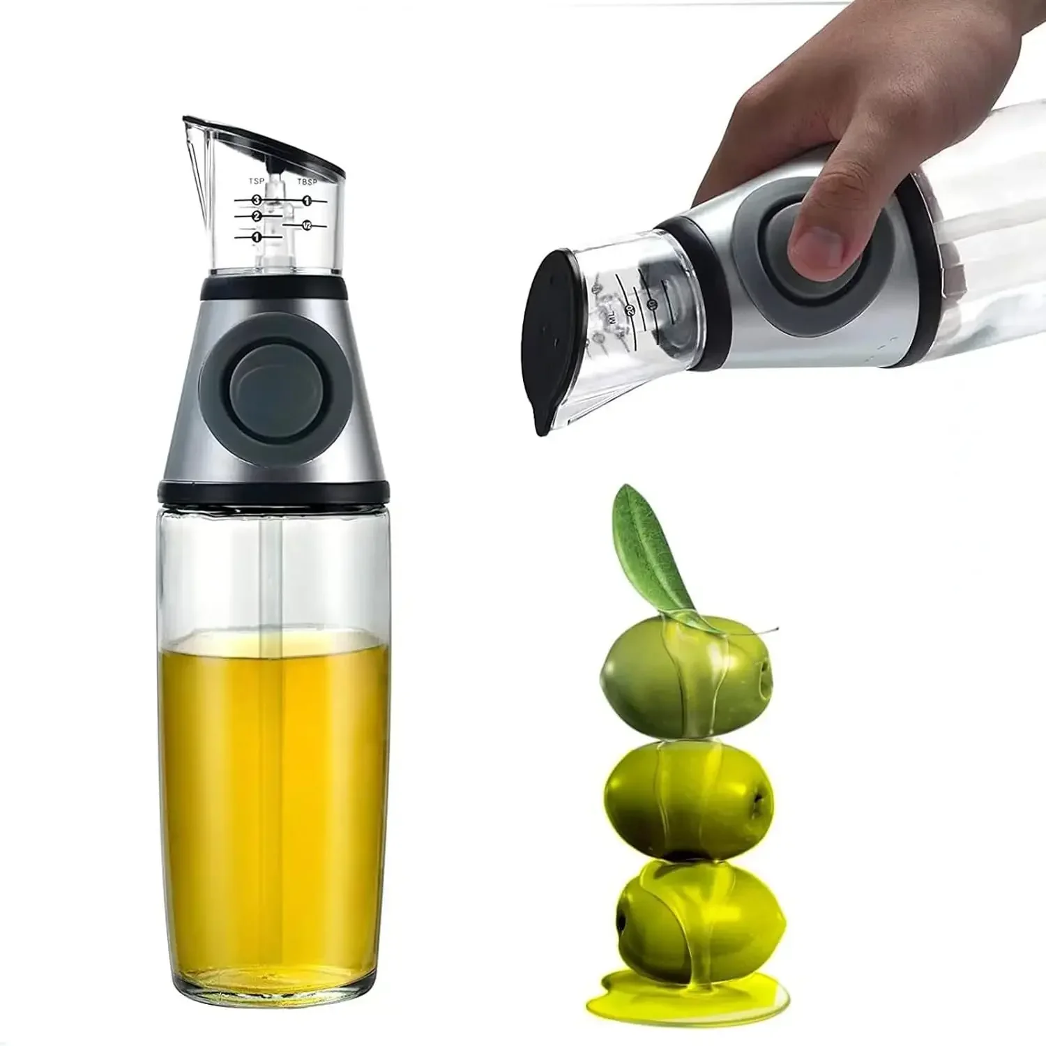 Olive Oil Dispenser for KitchenOlive Oil Sprayer Mister for Cooking  Non-drip  Oil Bottle Spout with Measurements for Cooking