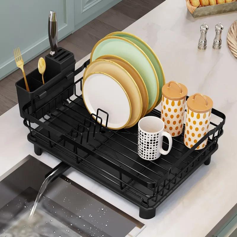 Kitchen Shelf Multifunctional Adjustable Drain Board Kitchen Double Layer Removable Drain Dish Rack